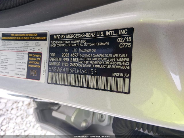 Aukcja sprzedaży 2015 Mercedes-benz C 300, vin: 55SWF4JB6FU054153, numer aukcji: 46314392