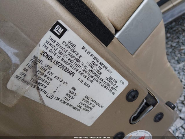 Продаж на аукціоні авто 2005 Chevrolet Equinox Ls, vin: 2CNDL13F256060466, номер лоту: 46314501