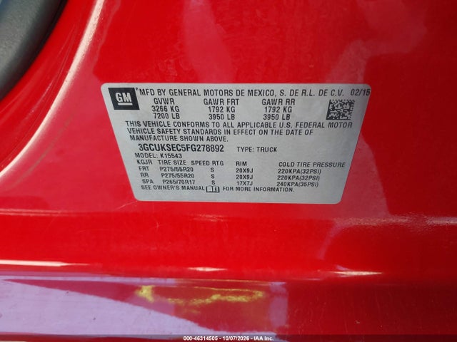 Chevrolet Silverado 1500 2lz 2015 3GCUKSEC5FG278892 Image 9