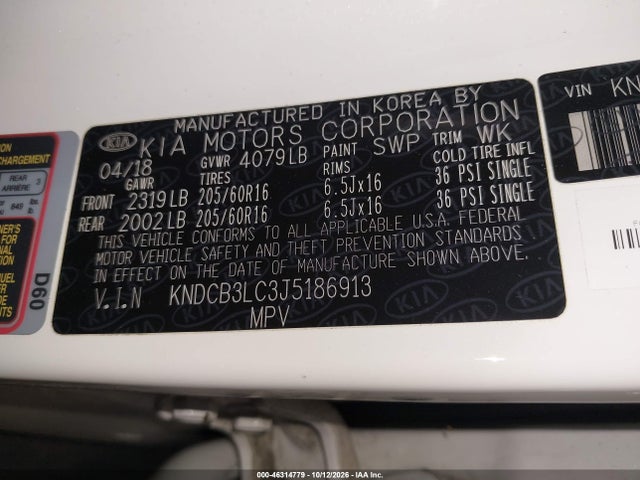 2018 Kia Niro Fe მანქანა იყიდება აუქციონზე, vin: KNDCB3LC3J5186913, აუქციონის ნომერი: 46314779