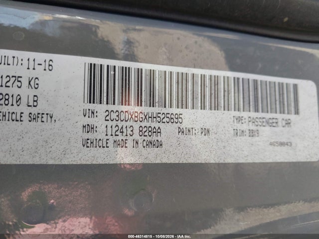 Продаж на аукціоні авто 2017 Dodge Charger Se Rwd, vin: 2C3CDXBGXHH525695, номер лоту: 46314815