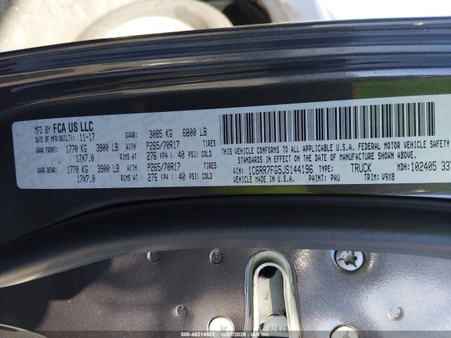 46314852 :رقم المزاد ، 1C6RR7FG5JS144196 vin ، 2018 Ram 1500 Tradesman Quad Cab 4x4 6'4 Box مزاد بيع