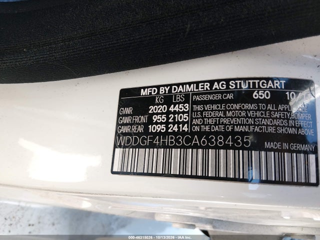 2012 Mercedes-benz C 250 Sport მანქანა იყიდება აუქციონზე, vin: WDDGF4HB3CA638435, აუქციონის ნომერი: 46315026