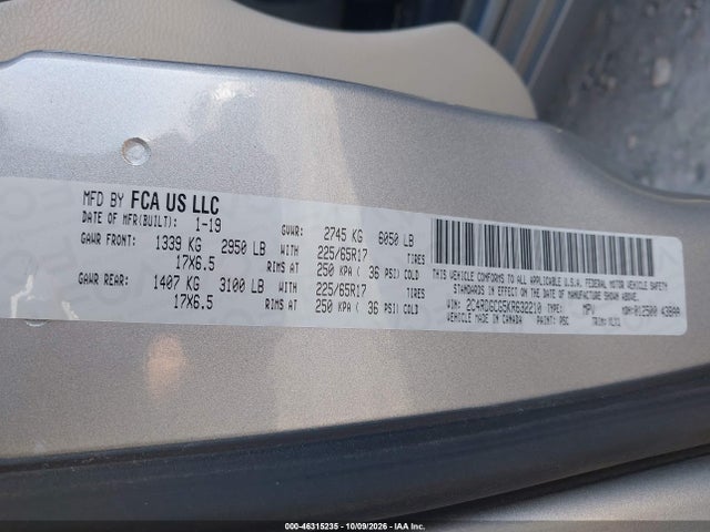 Продаж на аукціоні авто 2019 Dodge Grand Caravan Sxt, vin: 2C4RDGCG5KR632210, номер лоту: 46315235