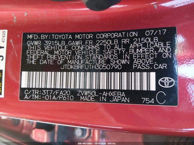 Toyota Prius Two 2017 JTDKBRFU1H3050790 Image 9