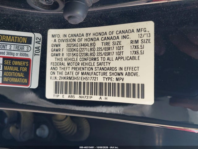 2HKRM3H51EH517721 Honda CR-V EX