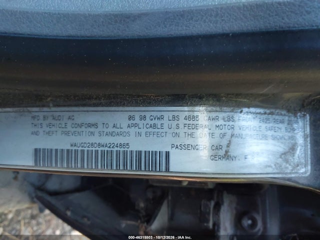 Продаж на аукціоні авто 1998 Audi A4 Avant Quattro, vin: WAUGD28D8WA224865, номер лоту: 46315503