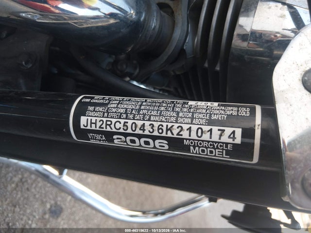 Aukcja sprzedaży 2006 Honda Vt750 Ca, vin: JH2RC50436K210174, numer aukcji: 46315622