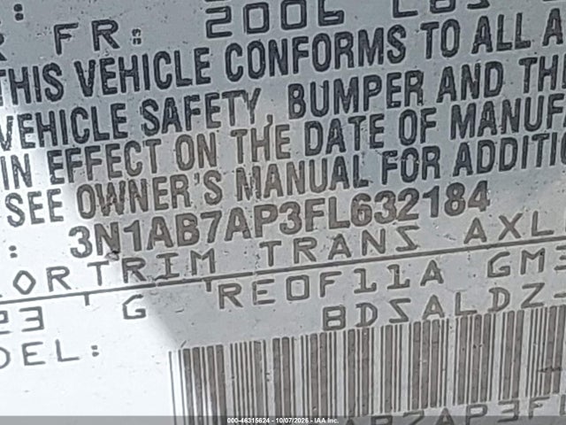 3N1AB7AP3FL632184 Nissan Sentra Fe+ S/s/sl/sr/sv