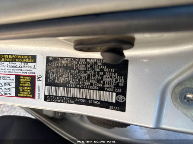 Продажа на аукционе авто 2013 Toyota Camry Le, vin: 4T4BF1FK1DR335354, номер лота: 46315645