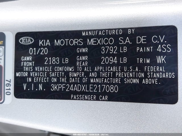 KIA Forte Lxs 2020 3KPF24ADXLE217080 Image 9