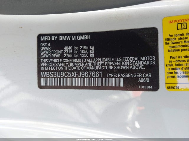 BMW M4 2015 WBS3U9C5XFJ967661 Image 9
