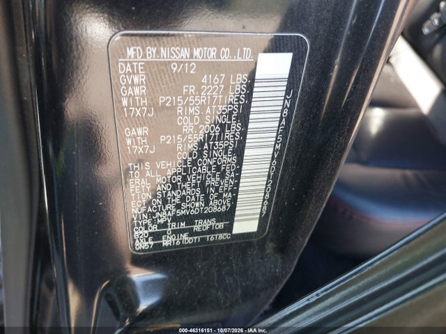 46316151 :رقم المزاد ، JN8AF5MV6DT208687 vin ، 2013 Nissan Juke Sl مزاد بيع