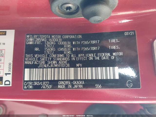Toyota 4runner Sr5 Premium 2021 JTENU5JR7M5970128 Image 9