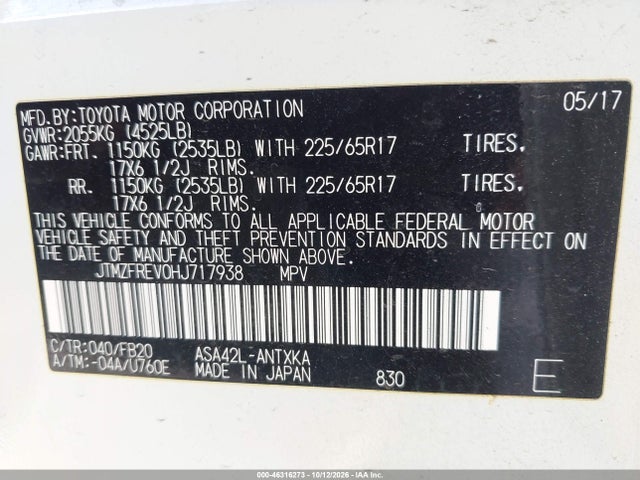 Toyota RAV4 LE 2017 JTMZFREV0HJ717938 Image 9