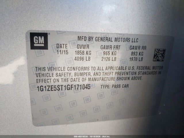 Aukcja sprzedaży 2016 Chevrolet Malibu 1lt, vin: 1G1ZE5ST1GF171045, numer aukcji: 46316338