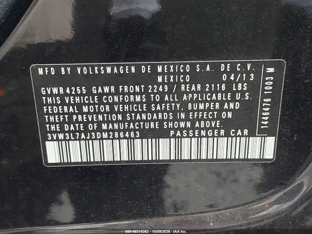 Продажа на аукционе авто 2013 Volkswagen Jetta 2.0l Tdi, vin: 3VW3L7AJ3DM286463, номер лота: 46316362