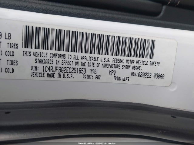 2014 Jeep Grand Cherokee Limited მანქანა იყიდება აუქციონზე, vin: 1C4RJFBG2EC251853, აუქციონის ნომერი: 46316480