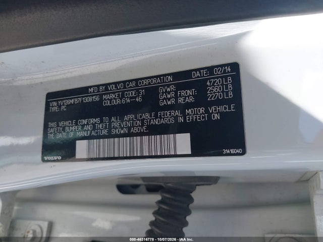 Продаж на аукціоні авто 2015 Volvo S60 T5 Premier, vin: YV126MFB7F1308156, номер лоту: 46316778