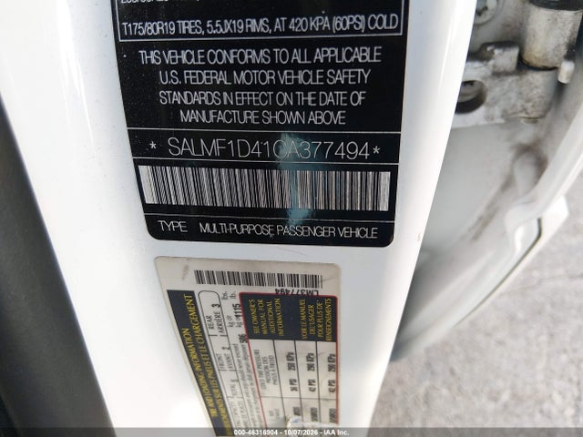 Aukcja sprzedaży 2012 Land Rover Range Rover Hse, vin: SALMF1D41CA377494, numer aukcji: 46316904