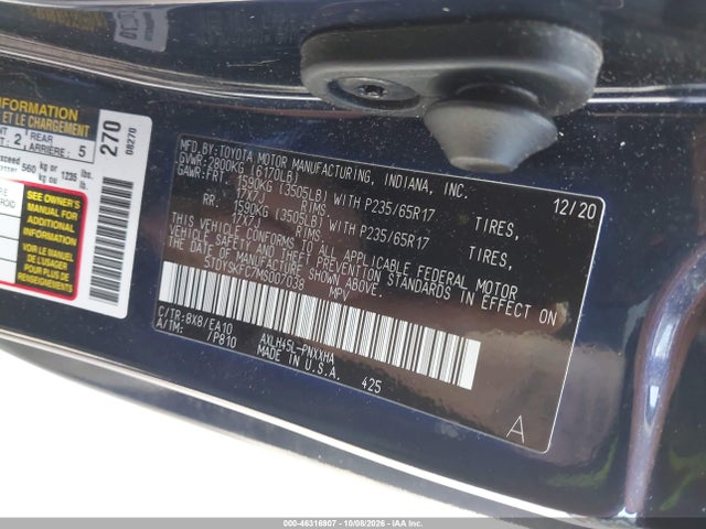 Продаж на аукціоні авто 2021 Toyota Sienna Xle, vin: 5TDYSKFC7MS007038, номер лоту: 46316907