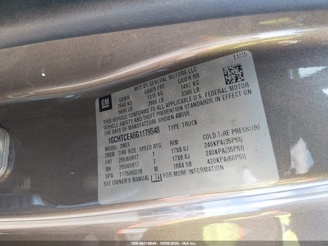 Aukcja sprzedaży 2016 Chevrolet Colorado Lt, vin: 1GCHTCEA6G1179548, numer aukcji: 46316948