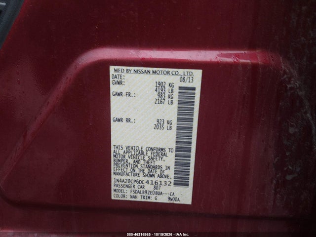 Aukcja sprzedaży 2013 Nissan Leaf S, vin: 1N4AZ0CP6DC416132, numer aukcji: 46316965