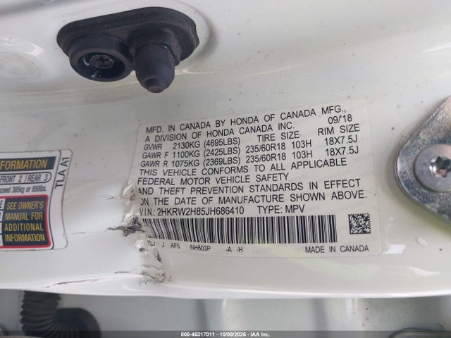 Продажа на аукционе авто 2018 Honda Cr-v Ex-l/ex-l Navi, vin: 2HKRW2H85JH686410, номер лота: 46317011
