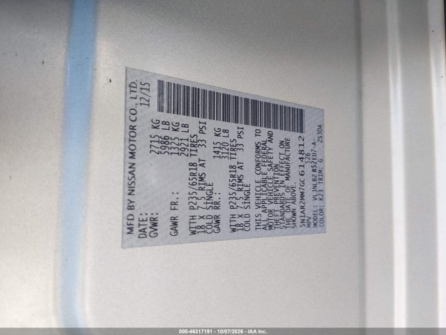 Aukcja sprzedaży 2016 Nissan Pathfinder Platinum/s/sl/sv, vin: 5N1AR2MM7GC614812, numer aukcji: 46317191