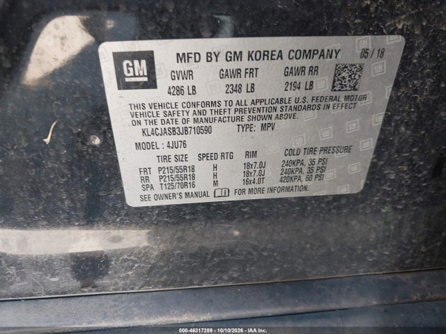 Продажа на аукционе авто 2018 Buick Encore Preferred, vin: KL4CJASB3JB710590, номер лота: 46317289