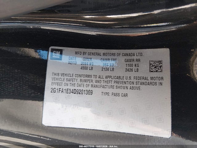 Aukcja sprzedaży 2013 Chevrolet Camaro 2ls, vin: 2G1FA1E34D9201369, numer aukcji: 46317318