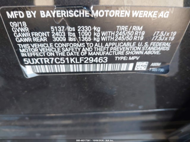 BMW X3 Sdrive30i 2019 5UXTR7C51KLF29463 Image 9