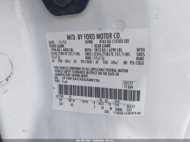 Ford F-350 Xl 2014 1FTRF3ATXEEA98139 Image 9