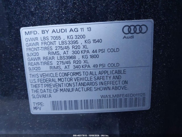Aukcja sprzedaży 2014 Audi Q7 3.0 Tdi Premium, vin: WA1LMBFE4ED011125, numer aukcji: 46317615