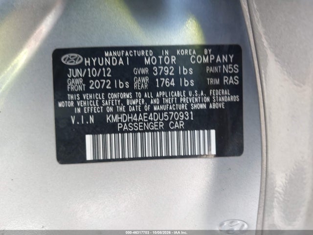 Продаж на аукціоні авто 2013 Hyundai Elantra Gls, vin: KMHDH4AE4DU570931, номер лоту: 46317703