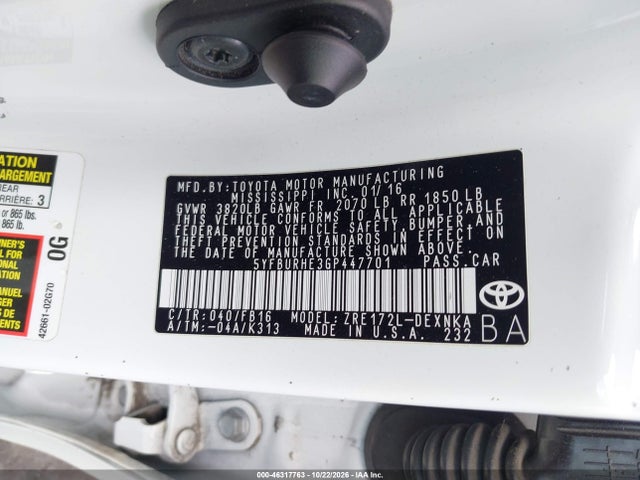 Toyota COROLLA LE 2016 5YFBURHE3GP447701 Image 9