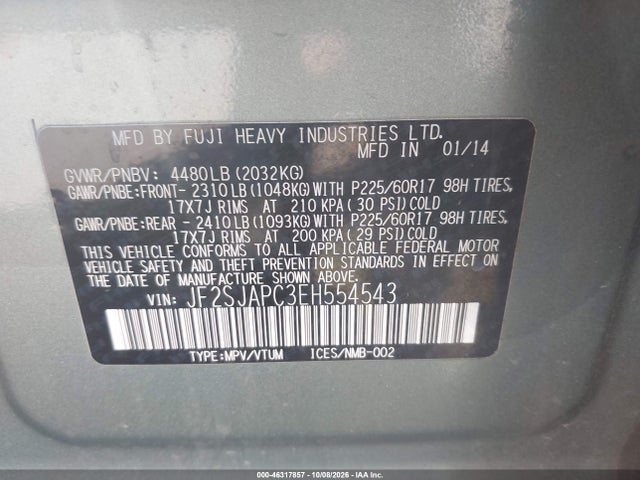 JF2SJAPC3EH554543 Subaru Forester 2.5i Touring