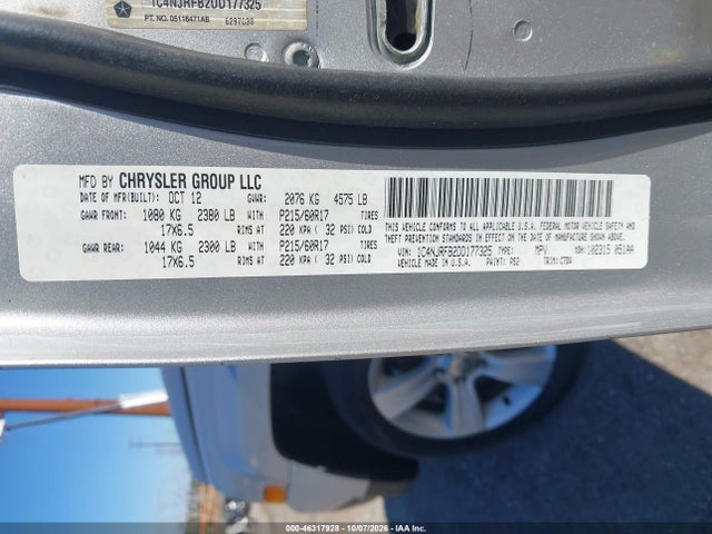 2013 Jeep Patriot Latitude მანქანა იყიდება აუქციონზე, vin: 1C4NJRFB2DD177325, აუქციონის ნომერი: 46317928