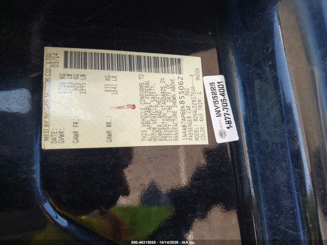 Aukcja sprzedaży 2014 Nissan Sentra Sv, vin: 1N4AB7AP6EN855062, numer aukcji: 46318055