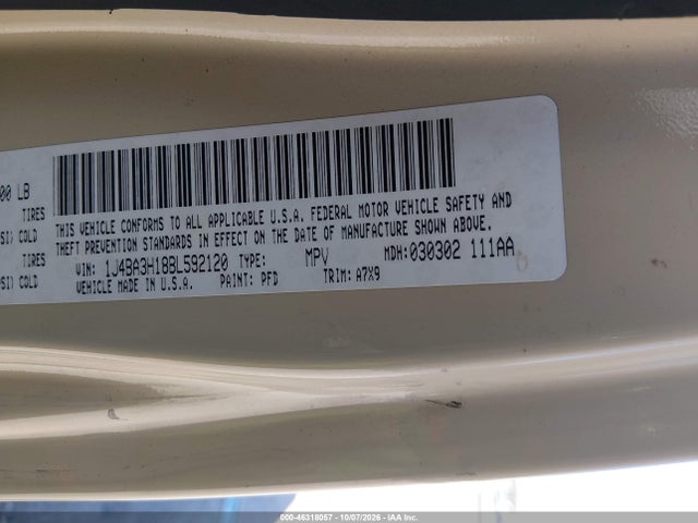 46318057 :رقم المزاد ، 1J4BA3H18BL592120 vin ، 2011 Jeep Wrangler Unlimited Sport مزاد بيع