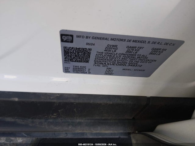 2024 Chevrolet Equinox Awd Lt მანქანა იყიდება აუქციონზე, vin: 3GNAXUEG9RL349372, აუქციონის ნომერი: 46318124