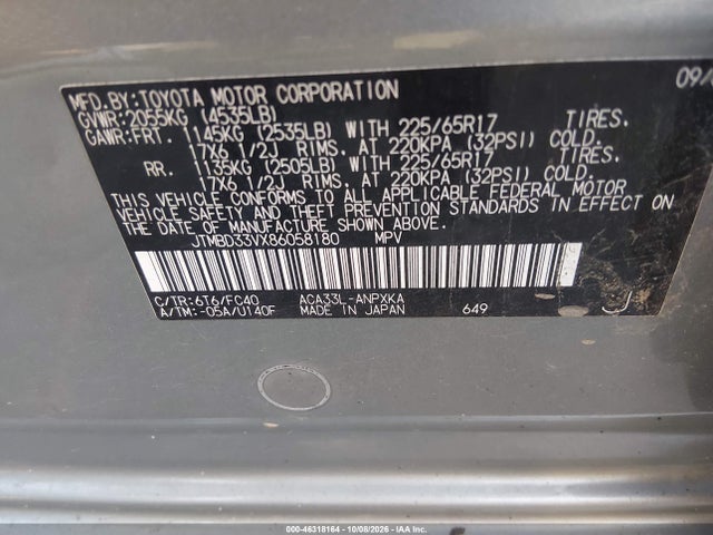 Продаж на аукціоні авто 2008 Toyota Rav4, vin: JTMBD33VX86058180, номер лоту: 46318164