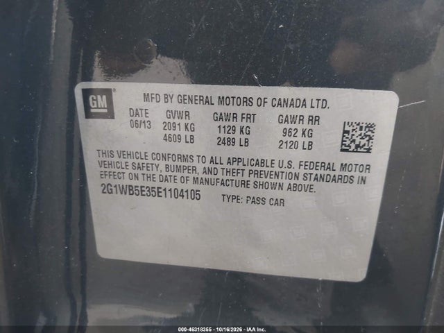 Продажа на аукционе авто 2014 Chevrolet Impala Limited Lt, vin: 2G1WB5E35E1104105, номер лота: 46318355