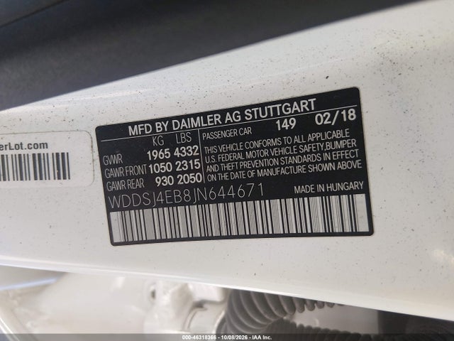 Продаж на аукціоні авто 2018 Mercedes-benz Cla 250, vin: WDDSJ4EB8JN644671, номер лоту: 46318366