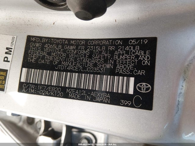 Toyota Corolla Xse 2020 JTDT4RCE7LJ023531 Image 9