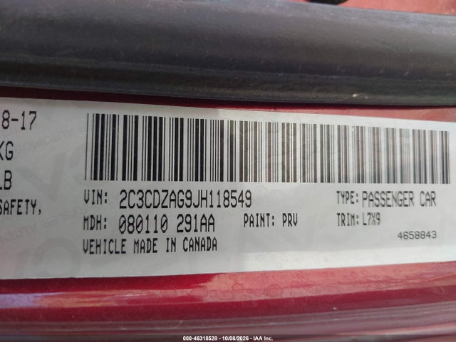 2018 Dodge Challenger Sxt მანქანა იყიდება აუქციონზე, vin: 2C3CDZAG9JH118549, აუქციონის ნომერი: 46318528