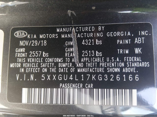 KIA OPTIMA EX 2019 5XXGU4L17KG326166 Image 9