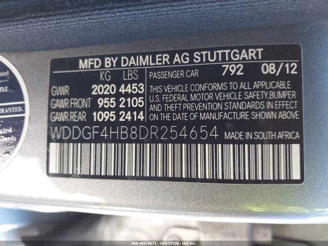 2013 Mercedes-benz C 250 Sport მანქანა იყიდება აუქციონზე, vin: WDDGF4HB8DR254654, აუქციონის ნომერი: 46318673