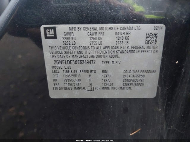 Chevrolet Equinox Ltz 2014 2GNFLDE3XE6249472 Image 9