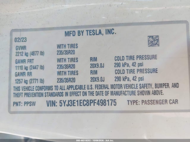 Tesla Model 3 Performance Dual Motor All-wheel Drive 2023 5YJ3E1EC8PF498175 Image 9